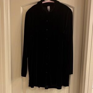 Jones New York Velvet Black Button Down